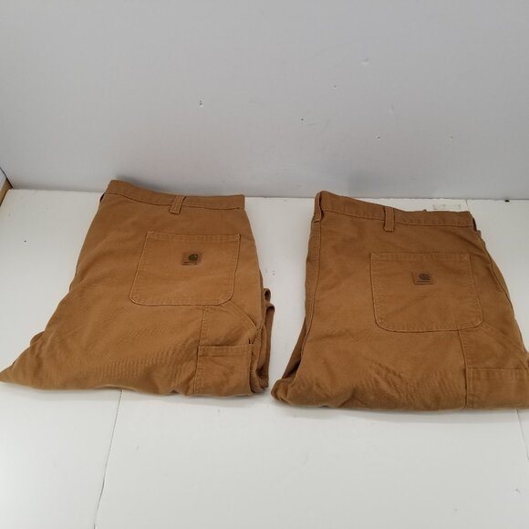 2 of CARHARTT Mens CARPENTER DUNGAREE FIT Brown/Khaki Work Pants 383-51 44x 30 - Picture 1 of 9